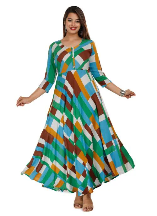 ANNEIV Women Printed Anarkali Kurta