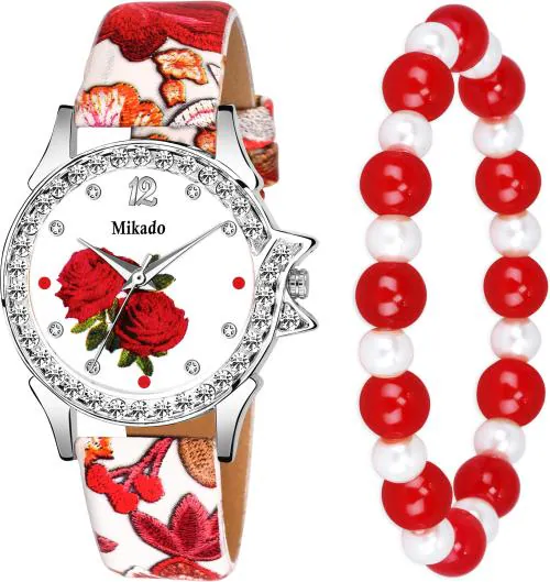 Mikado Analog White Watch For Girls ,Pack Of 2