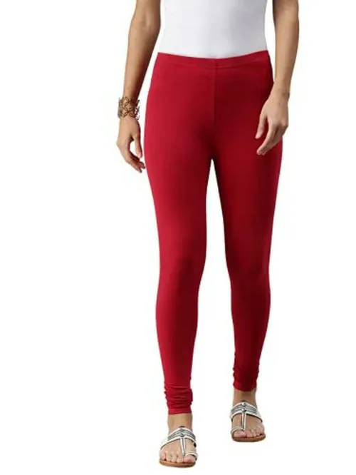 De Moza Women Red Solid Cotton Skinny Leggings M JioMart