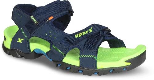Sparx Men SS-447 Navy Blue Fluorescent Green Floater Sandals