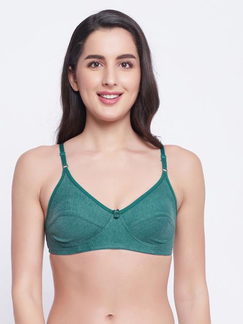 Clovia Green Solid Cotton Single Full Coverage Bra