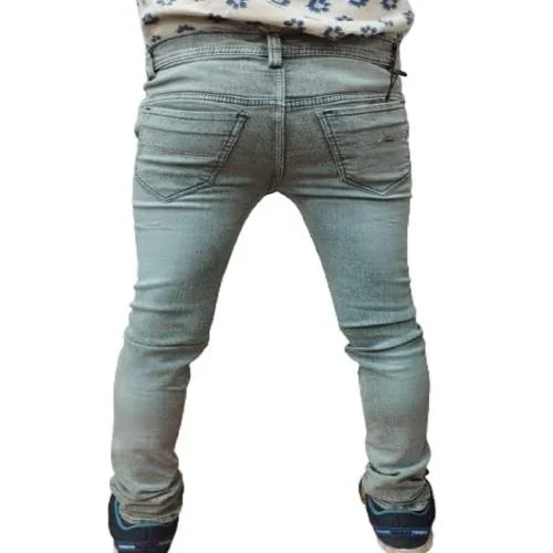 Buy Teggor INC Light Grey Slim Fit with Embroidery Design Jeans for