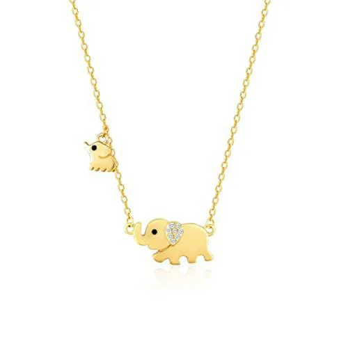 Giva Sterling Silver 18K Gold Plated Elephant Charm Necklace For Women