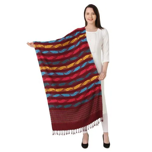 EVAZ Stylish Woolen Stoles For Women's -Wine