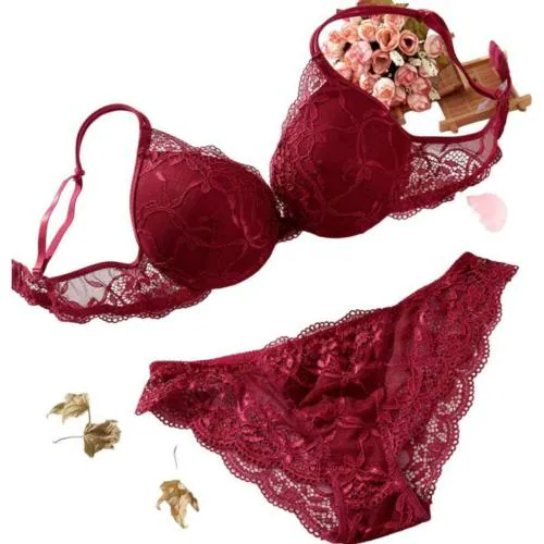 ZXS STYLE Women's Gorgeous Honeymoon Push up Bra Panty Bridal Set.