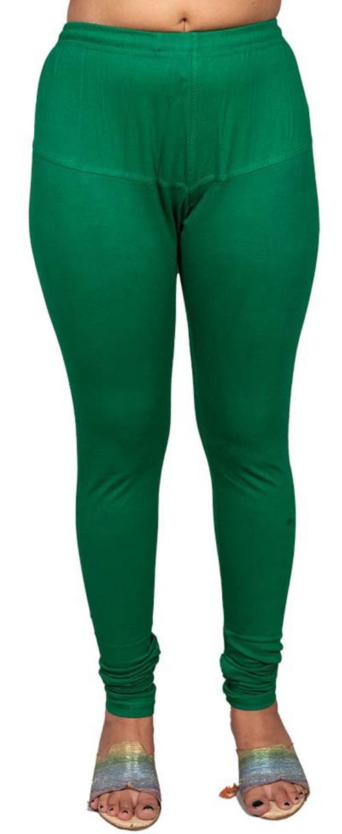 MOG TRENDS Women Green Solid Cotton Blend Churidar Western Wear Legging (L)