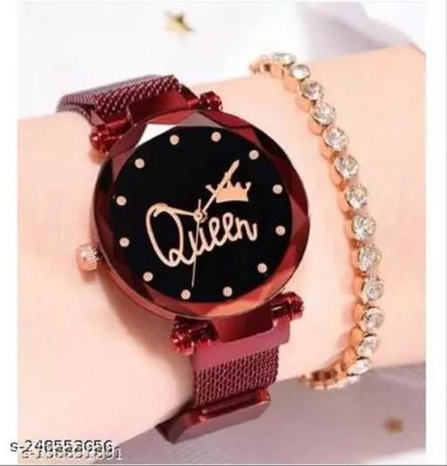 SKMIE Queen Rose Gold Color Analogue Quartz Exclusive Stylish Magnet Belt Wrist Watch - For Women