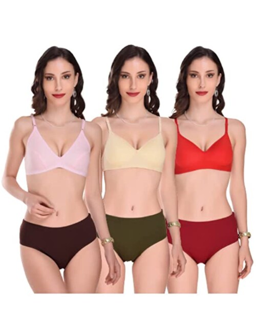 Crepeon 100% Cotton Plain Outer Elastic Panties for Women (Pack of 3) S