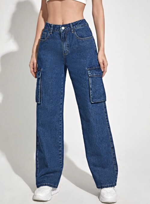 FashionEnsta Present Women's & Girl's Wear Stylish Denim Jeans Cargo Round Pocket.