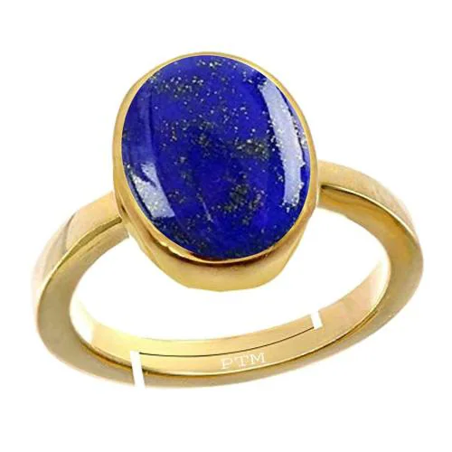 Ptm Lapis Lazuli 8.5 Carat Natural Gemstone Panchdhatu Gold Plated Adjustable Ring