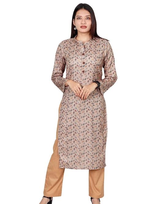Indicraft Women Khaki Wool Regular Fit Kurta - 7XL