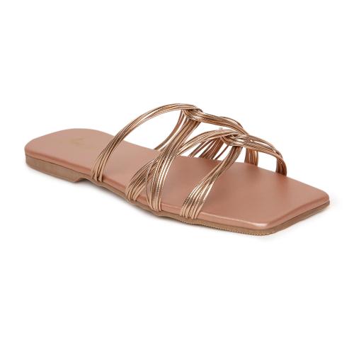 Araish Women Flat Sandals | Lightweight | Comfortable | All-time wear|AR-1069/ROSE GOLD