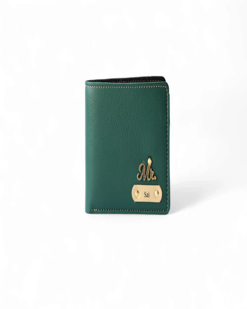 The Bae Gift Customized Leather Men's Wallets with Name | Personalized Birthday Gift for Men's | (Green)