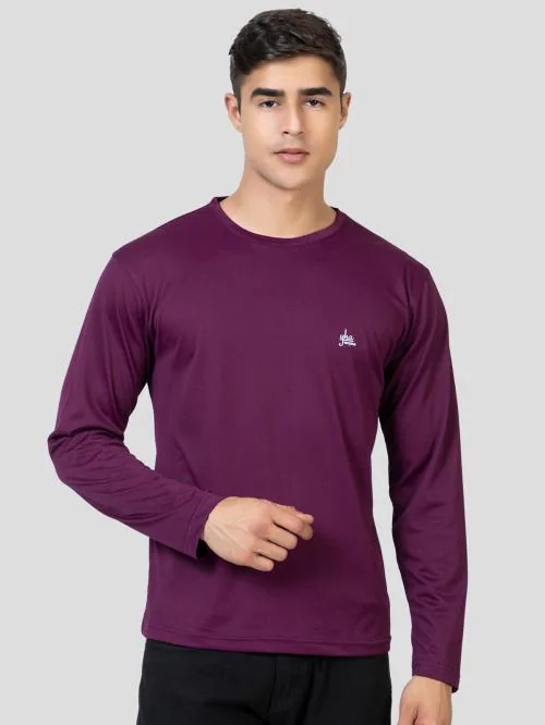 YHA Round Neck Full Sleeves Men's T-shirts Dark Purple