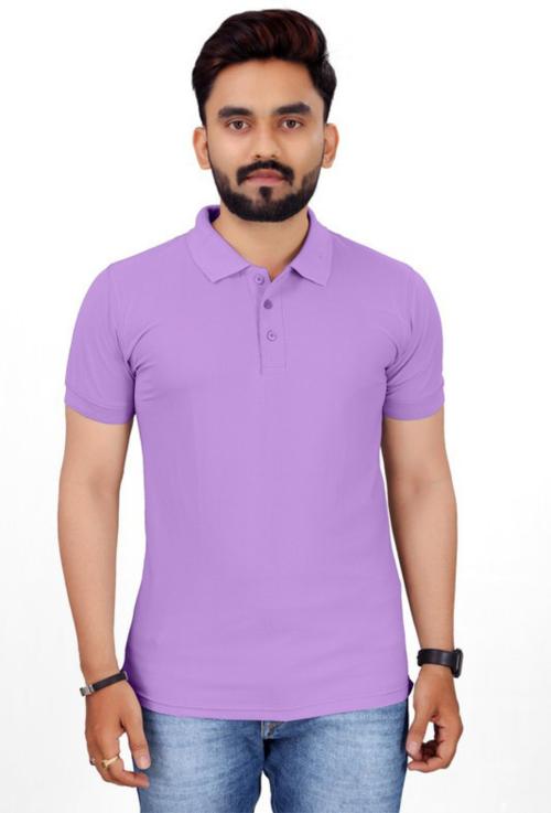 Meghli Fashion Men Purple Solid Cotton Blend T-Shirt (M)