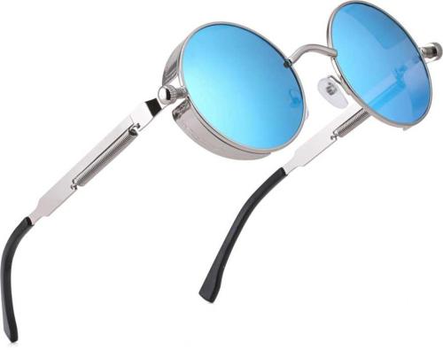 ROZZETTA CRAFT UV Protection Mirrored Round Full-Frame Blue Sunglasses (Men And Women)