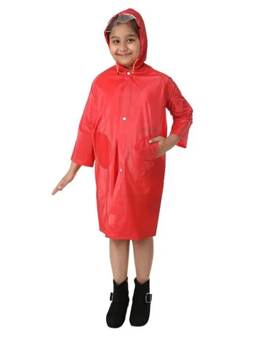 Buy Tricky Shopper Kids Plain Hooded Raincoat with School Bag