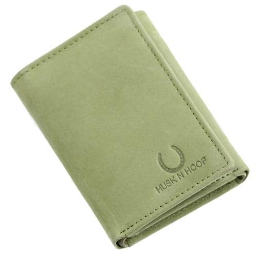 Husk N Hoof Hunter Green Leather Rfid Protected Tri Fold Wallet For Men