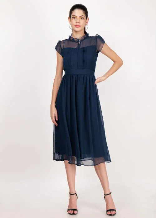 Amoredo Women Long Georgette One Piece Modern Dress Regular Fit With Half Sleeves for girls