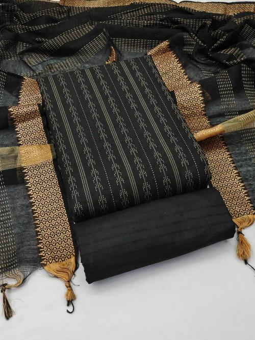 Reeta Fashion New Design BLACK cotton jacard jacard workDress Material - RFD294