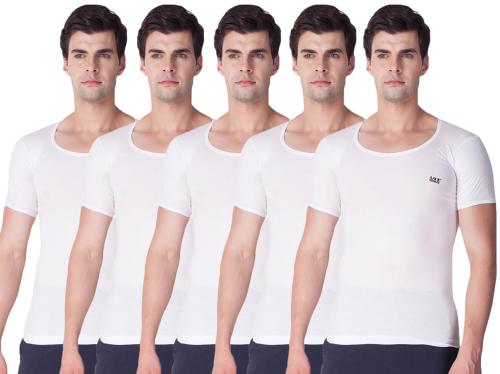 Lux Venus White Solid Pure Cotton Pack of 5 Vest