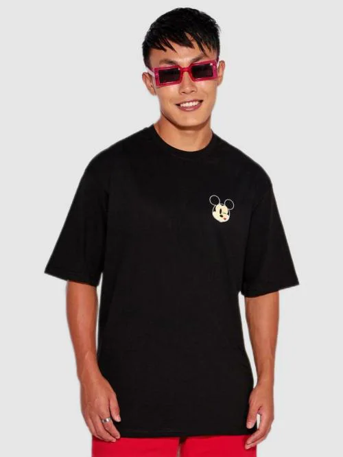 Bewakoof Men Mickey Mouse Graphic Black Short Sleeve Crew Neck T-shirt