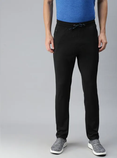Macroman M Series Men Black Solid Polyester Single Track Pants