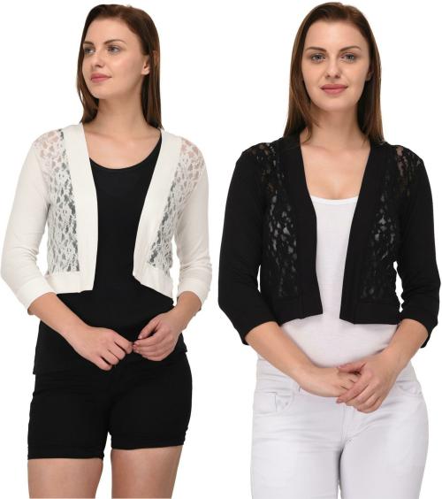 Espresso Women Multicolor Solid 100% Cotton Shrug Pack of 2