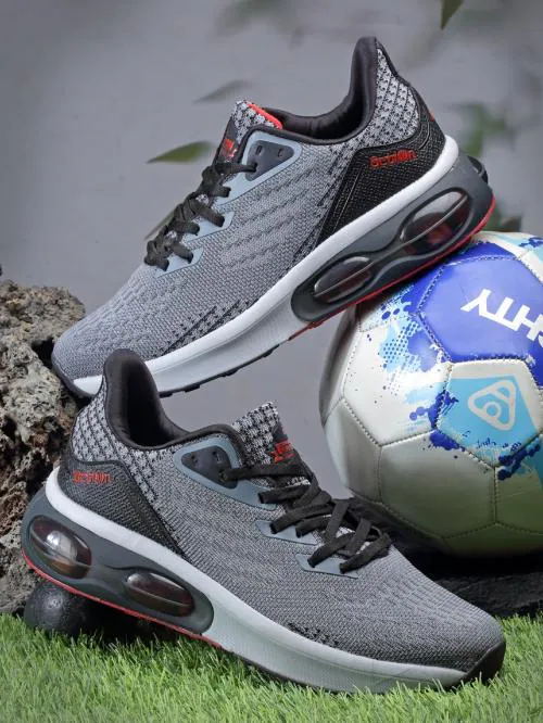 Action Athleo ATG-724 Men's Black & Red Mesh Lace-Up Sports Shoe's