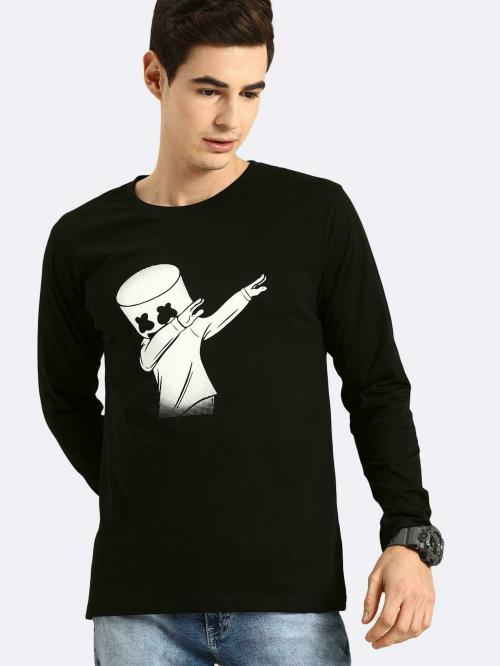 Bewakoof Men Dab Marshmello Printed Full Sleeve Round Neck T-Shirt