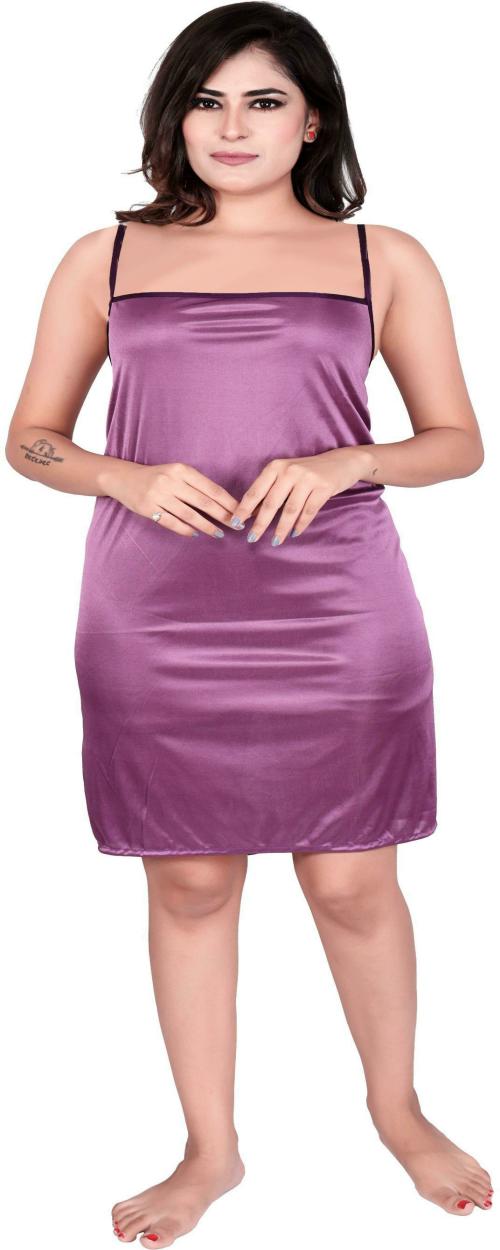 Buy Ankona Women Maroon Solid Cotton Lycra Night Dress l Nighty for