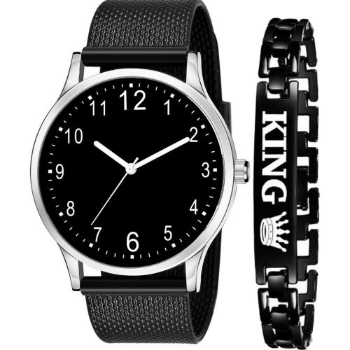 Buy Casera Black Rubbers Strap Analog Watch with King Bracelet for Men