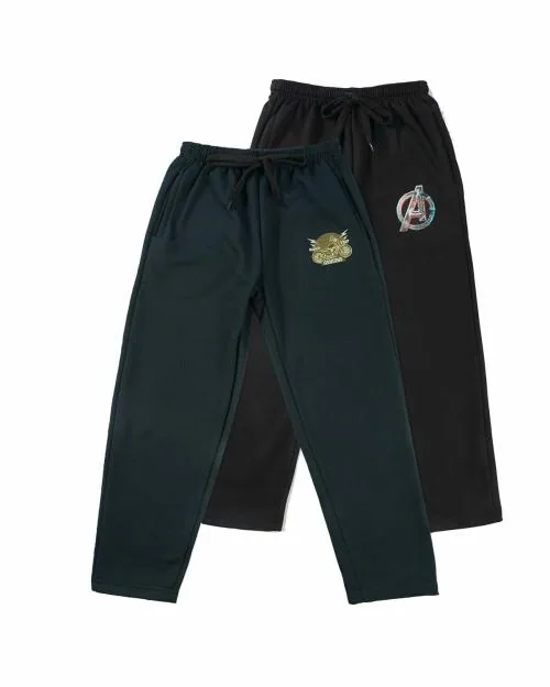 SAYAMA Pack of 2 Kids Cotton Blend Winter Stylish Lower and Regular Fit Track Pants for Boys | Unisex Soft and Cozy Winter Plain Lounge Pants | James Trackpants