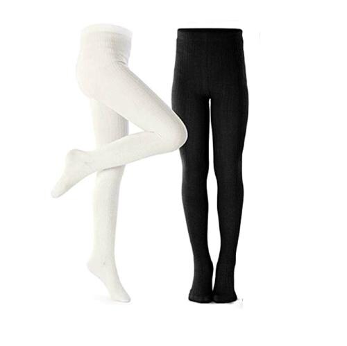 Funky Baby Girls Ivory & Black Cotton Cable Knit Tights Stockings (Pack of 2)