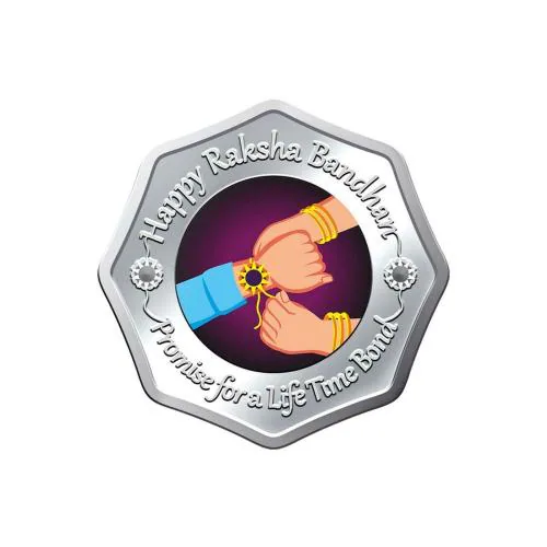Kundan 999.9 Pure Raksha Bandhan Silver Coin, 10 g
