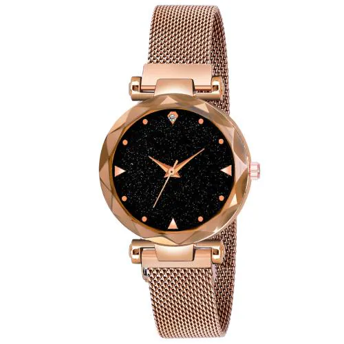 ILOZ New Stylish Designer Dial Rose Gold Magnetic Strap Watches For girls New Fashion Analog Watch for women