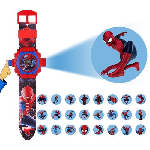 Zest4Kids Spiderman Multicolor, Red Dial Strap Projector Video Game Double Handling System Watch For Kids