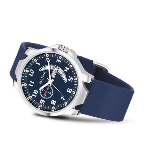 Matrix Timepiece Classic 2.0 Day & Date Analog Watch With Softest Silicone Strap For Men & Boys (Teal)