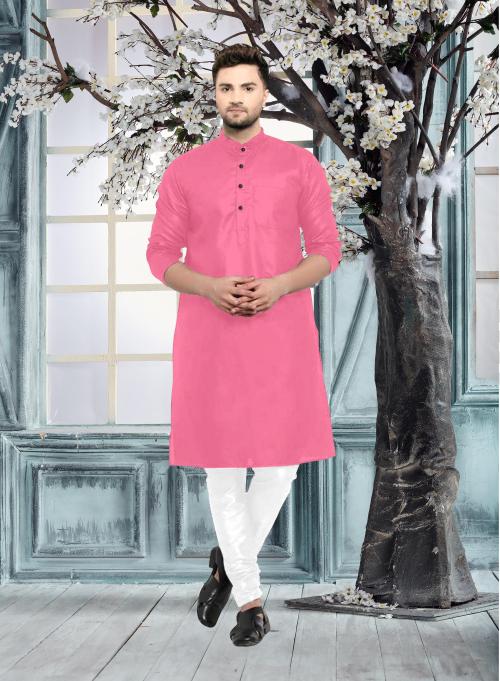 BLACKNIGHT Men Purple Solid Pure Cotton Ethnic Dress