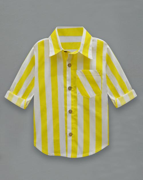 A.T.U.N. (All Things Uber Nice) Boys Lemon Tart-White Cotton Stripe Shirt