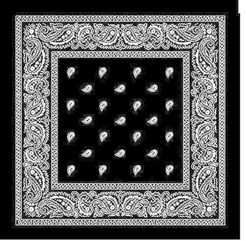 Unisex Cotton Bandana/Head Wrap/ Wristband/ Face Cover/Handkerchief for Men and Women BLACK