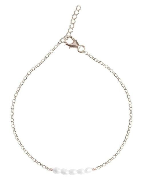 CLARA Rose Gold Plated Sterling Silver Pearl Anklet (Women)