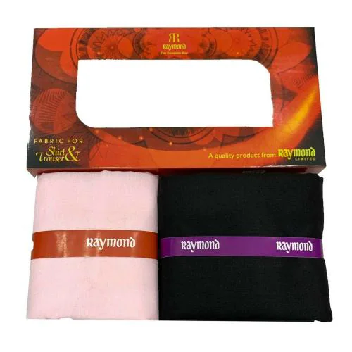 Raymond Light Pink Solid Pc-Cotton Shirt & Trouser Fabric in Window Box Packing (Shirt-2.25 m, Pant-1.20 m) R-Onyx-10