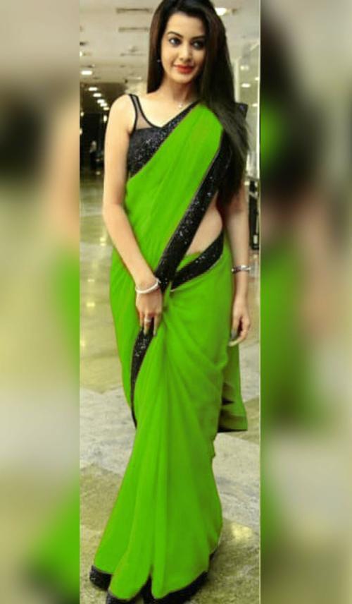 Sareez House Women Light Green Embellished Georgette Daily Wear Saree (Kajol-Nx-Pista4)