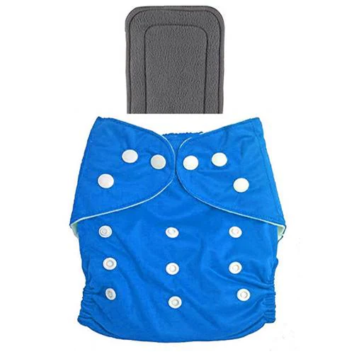 feelitson Unisex Baby Cloth Diaper Reusable Washable Adjustable With 1 Blue Diaper 1 Black Insert Free Size Age - (3 Months to 3 Years) Weight - (5-17 Kg)