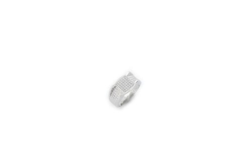 KANANI JEWELS 925 Sterling Silver White Clear CZ Large Statement Cocktail Mens Ring Band