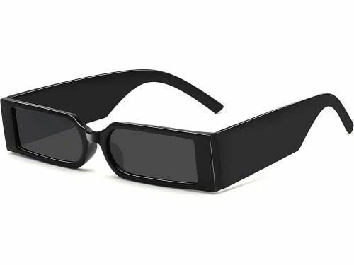 Dark Wost Black Acetate UV Protection Rectangular Sunglasses for Men and Women (Free Size)