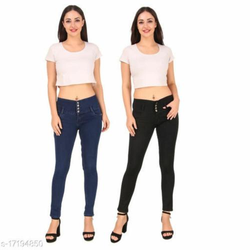 Savita Fashion Wear Stylish Women Jeans Combo (Pack of 2) Black, Dark Blue