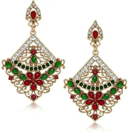 Jewelmaze Alloy Gold-Plated Multicolor Drops And Danglers Earrings (Women)