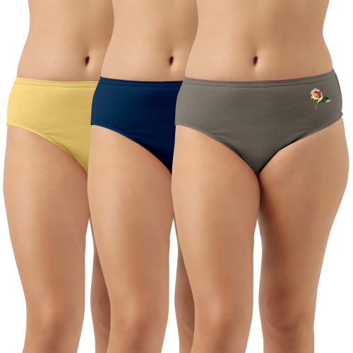 KING KONG Women Antibacterial Cotton Hipster Panty Dark Grey(Size-L) - Pack of 3